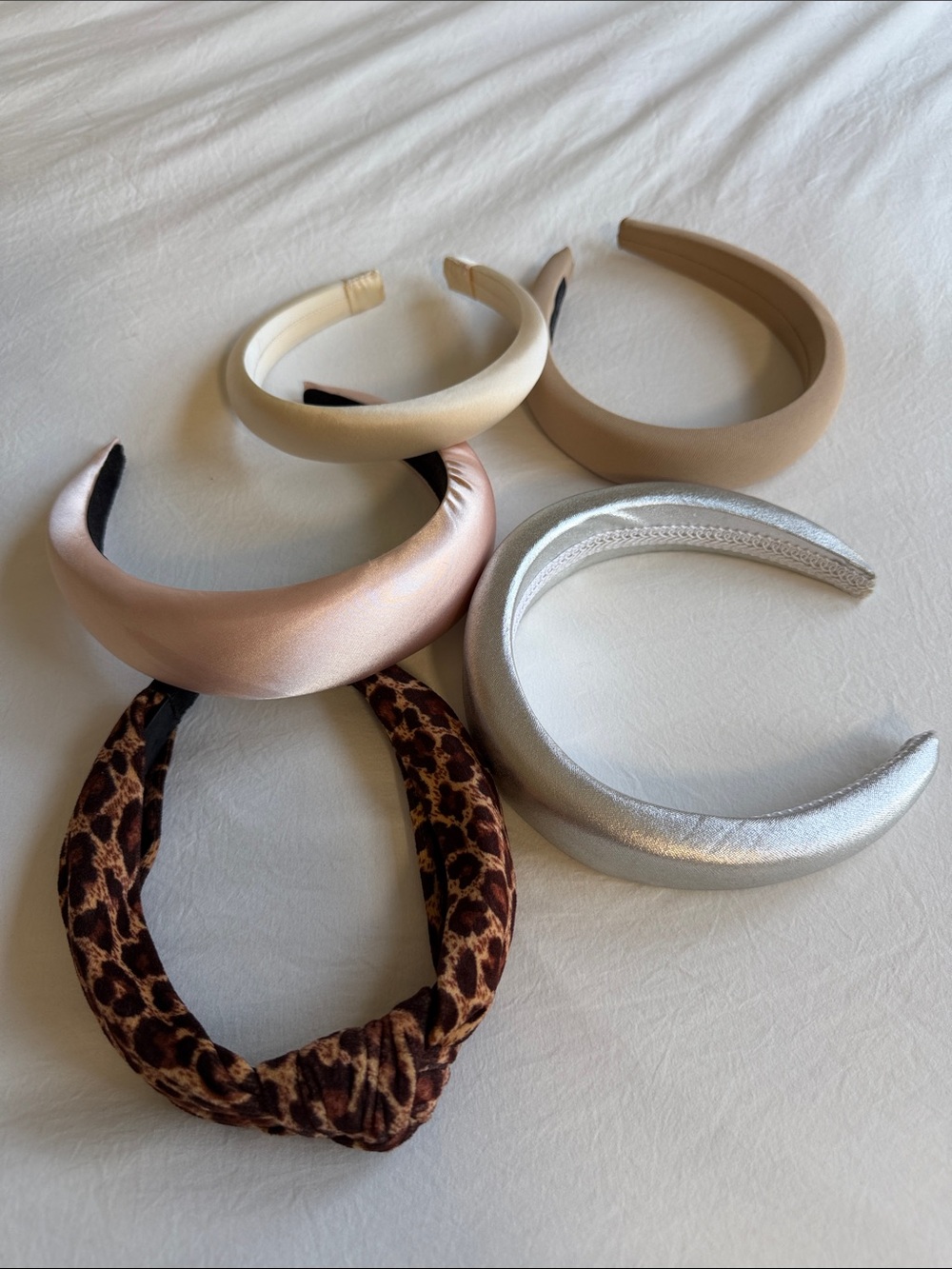 Padded Headband Set in Silver, Blush, Beige, Cream & Leopard